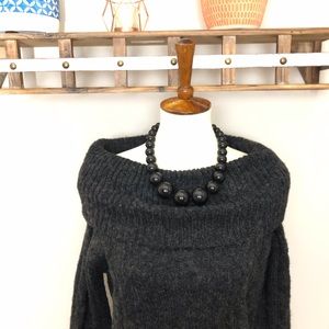 Carducci Black Knitted Sweater Dress Turtle Neck